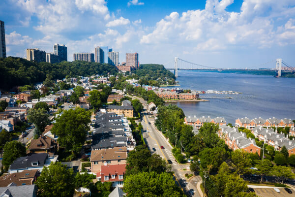 Tenafly NJ Hudson River Shoreline aerial view - Addiction Treatment in Tenafly NJ concept image