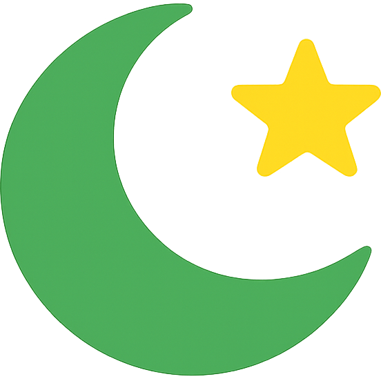 Green Crescent and Yellow Star Crescent moon and star icon — evening program
