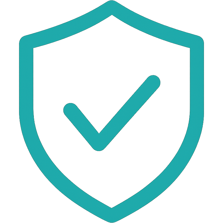 Teal Shield with Checkmark Shield with checkmark icon