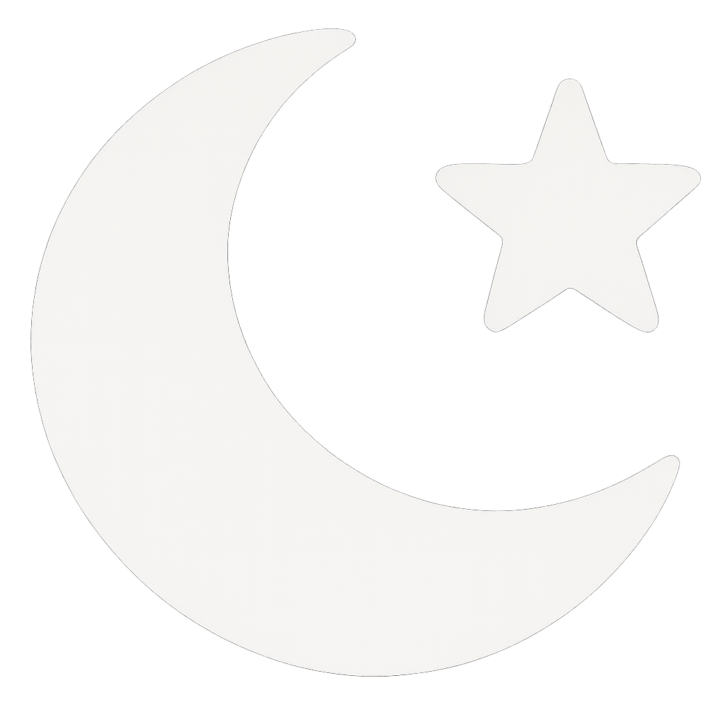 Crescent moon and star icon — evening program